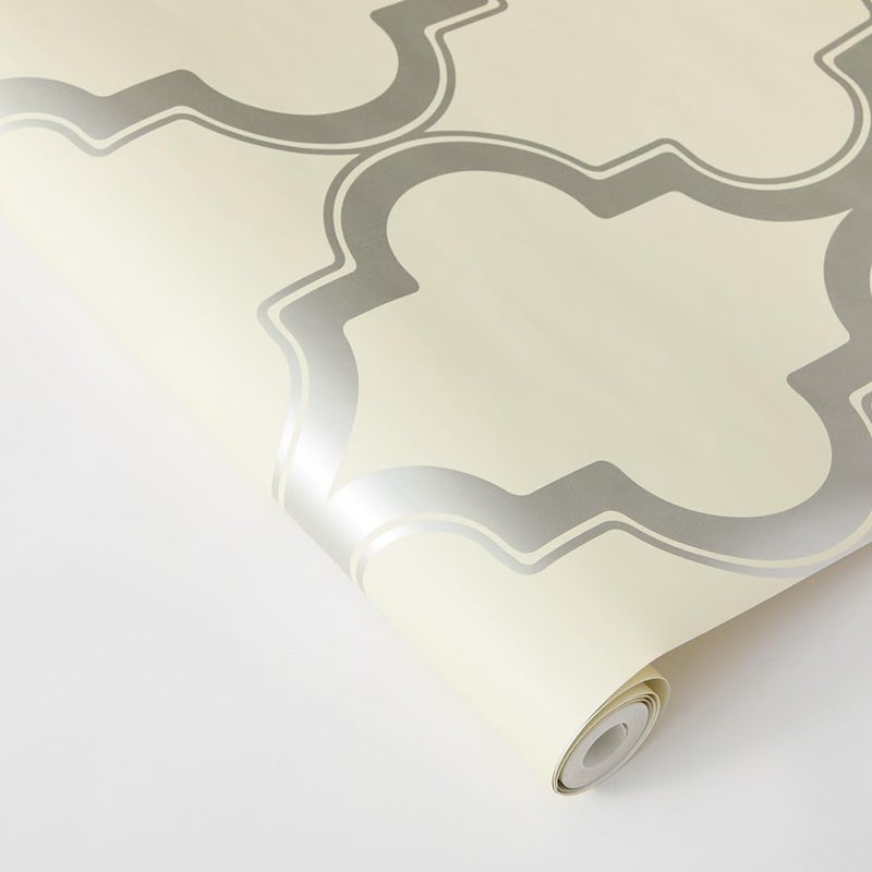 Tempaper Cream & Metallic Silver Marrakesh Removable Peel and Stick Wallpaper, 20.5 in X 16.5 ft, Made in the USA - Image 2